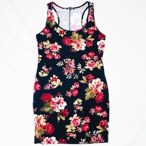 FASHION NOVA Black Floral Print Mini Dress size L